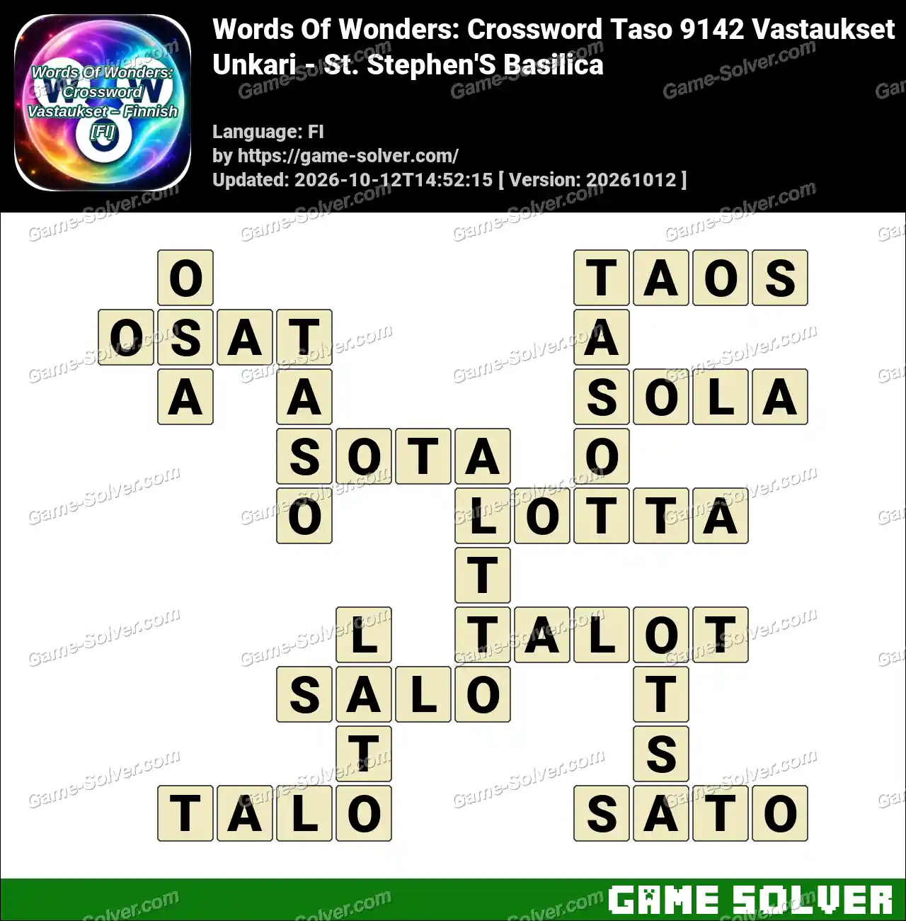 Words Of Wonders: Crossword Taso 9142 Vastaukset – Unkari – St. Stephen’S Basilica